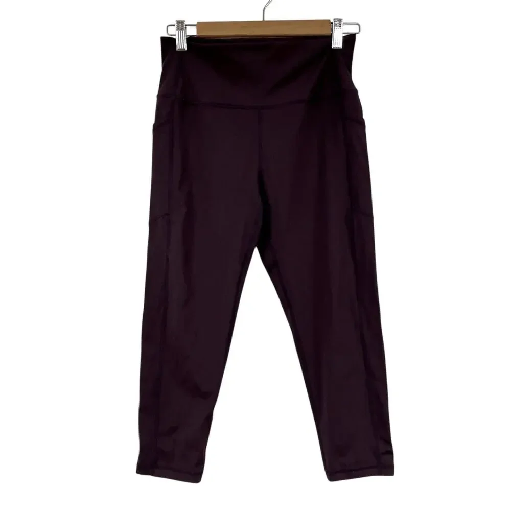 Zyia Active Purple High Waisted Cropped Leggings Yoga Pants Womens 12 Athletic